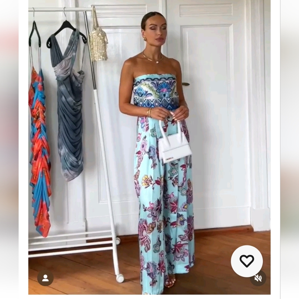 Zara Multicolor Strapless Jumpsuit